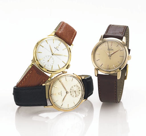 OMEGA. A GROUP OF THREE WRISTWATCHES