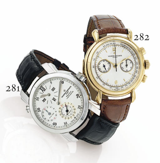 VACHERON CONSTANTIN. AN 18K GOLD CHRONOGRAPH WRISTWATCH