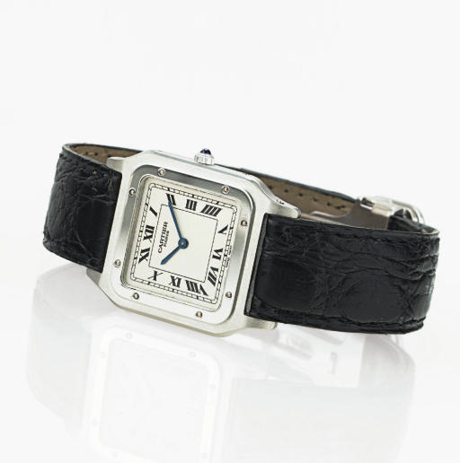 CARTIER. A RARE PLATINUM SQUARE WRISTWATCH
