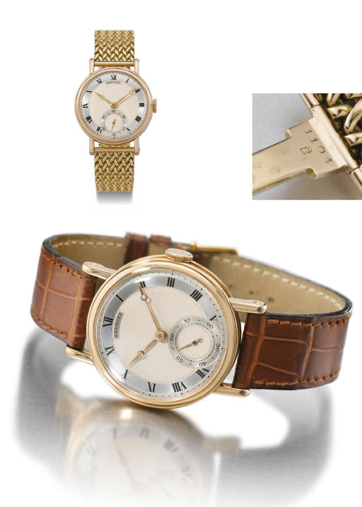Breguet. A very fine and rare 18K pink gold wristwatch with bracelet