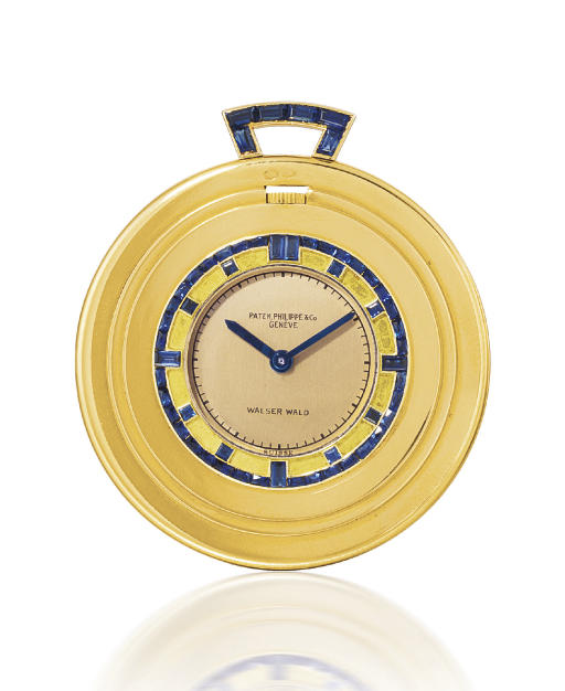 PATEK PHILIPPE. AN ULTRA-THIN 18K GOLD AND SAPPHIRE-SET OPENFACE KEYLESS LEVER DRESS WATCH