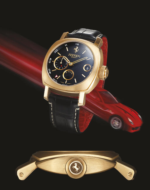 PANERAI. A LARGE AND RARE LIMITED EDITION 18K PINK GOLD TWO TIME ZONE WRISTWATCH WITH 8-DAY POWER RESERVE