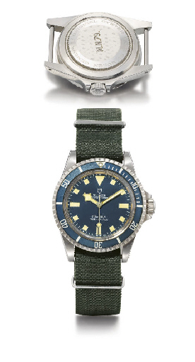 TUDOR. AN INTERESTING STAINLESS STEEL AUTOMATIC WRISTWATCH WITH CENTRE SECONDS AND MILITARY MARKINGS