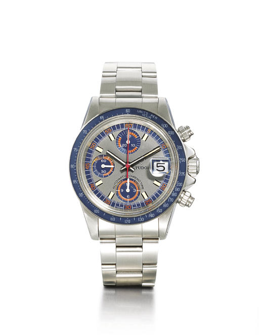 TUDOR. A FINE STAINLESS STEEL CHRONOGRAPH WRISTWATCH WITH BRACELET AND DATE