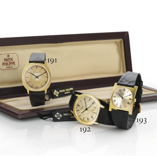 PATEK PHILIPPE. A FINE 18K GOLD CUSHION AUTOMATIC BACK-WOUND WRISTWATCH WITH CENTER SECONDS