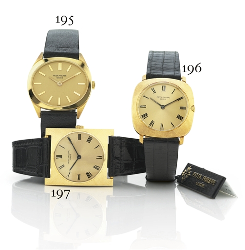 PATEK PHILIPPE. A FINE 18K GOLD CUSHION WRISTWATCH