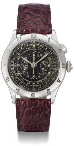 Omega. A fine and very rare stainless steel pilot's chronograph wristwatch with black dial