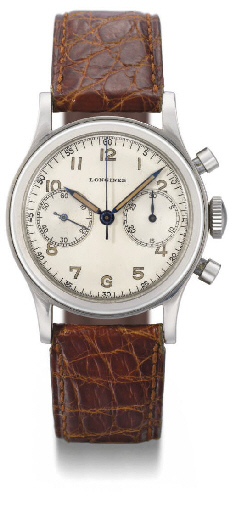 Longines. An attractive stainless steel chronograph wristwatch