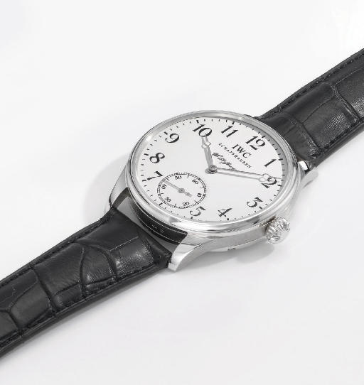 IWC. A fine and rare oversized platinum limited edition wristwatch