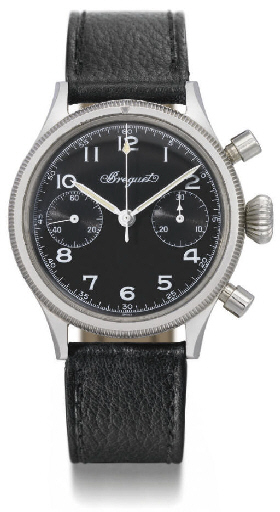 Breguet. A fine and rare stainless steel flyback chronograph wristwatch, made for the French Naval Aviation Forces