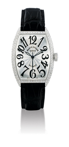 FRANCK MULLER, CURVEX SUNSET.18K WHITE GOLD AND DIAMOND-SET SELF-WINDING TONNEAU-SHAPED WRISTWATCH WITH SWEEP SECONDS