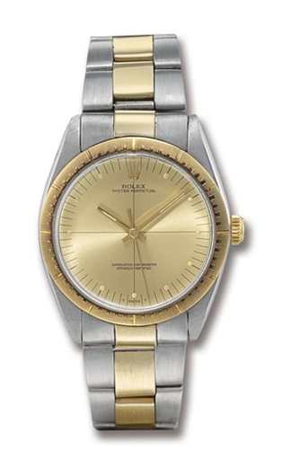 ROLEX, OYSTER-PERPETUAL REF. 1038.STAINLESS STEEL AND GOLD SELF-WINDING BRACELET WATCH WITH SWEEP SECONDS