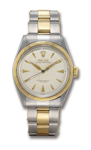 ROLEX, OYSTER-PERPETUAL REF. 6286.STAINLESS STEEL AND GOLD SELF-WINDING BRACELET WATCH WITH SWEEP SECONDS