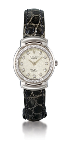 ROLEX, CELLINI REF. 6671.LADY'S 18K WHITE GOLD AND DIAMOND-SET WRISTWATCH