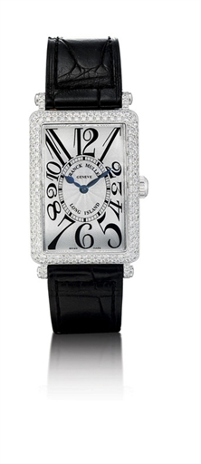 FRANCK MULLER, LONG ISLAND.18K WHITE GOLD AND DIAMOND-SET RECTANGULAR WRISTWATCH