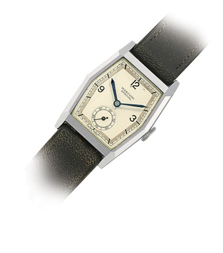 MARCONI, REF. 465.STAINLESS STEEL MANUAL-WINDING HEXAGONAL WRISTWATCH WITH SMALL SECONDS