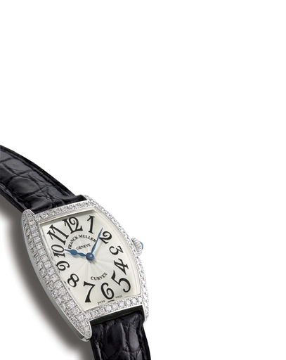 FRANCK MULLER, CURVEX.18K WHITE GOLD AND DIAMOND-SET TONNEAU-SHAPED WRISTWATCH