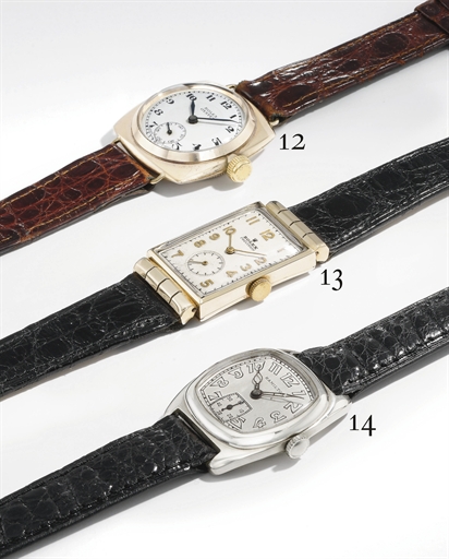 Rolex. A fine and early 9K gold cushion-shaped wristwatch with enamel dial