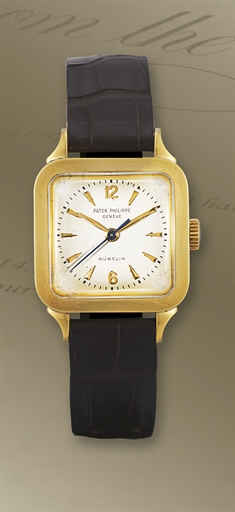 PATEK PHILIPPE, REF. 2514.GOLD MANUAL-WINDING WRISTWATCH WITH CONCAVE LUGS, RETAILED BY G