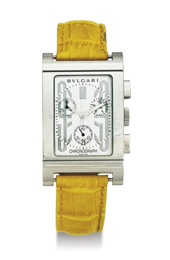 BULGARI. A STAINLESS STEEL CHRONOGRAPH WRISTWATCH WITH DATE