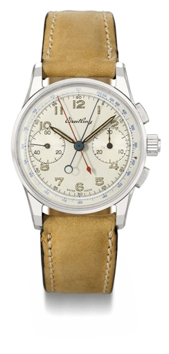 Breitling. A fine stainless steel split seconds chronograph wristwatch with two-tone silvered dial