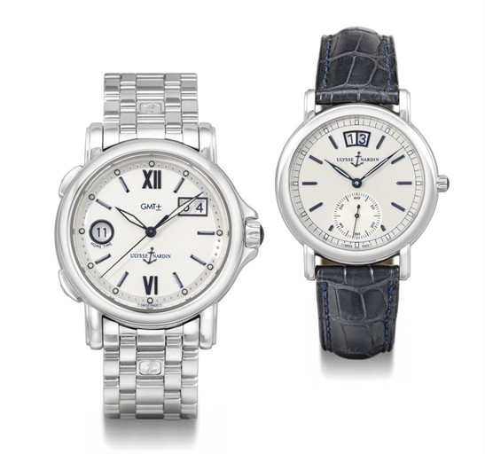 Ulysse Nardin. A lot of two stainless steel automatic wristwatches