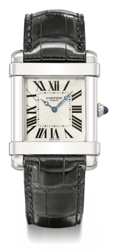 Cartier. A fine and rare platinum square wristwatch