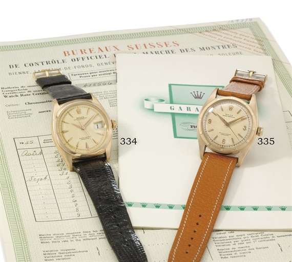 Rolex. A fine and rare 18K pink gold automatic wristwatch with sweep centre seconds, date, original guarantee and bulletin