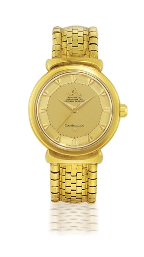 OMEGA, CONSTELLATION GRAND LUXE.YELLOW GOLD AUTOMATIC CHRONOMETER BRACELET WATCH