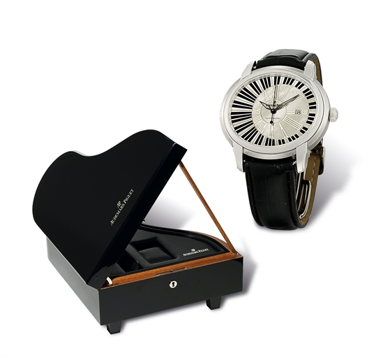 AUDEMARS PIGUET, MILLENARY, PIANOFORTE.WHITE GOLD AUTOMATIC WRISTWATCH WITH DATE DISPLAY AND MOTHER-OF-PEARL DIAL, LIMITED EDITION OF 500