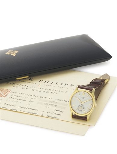 PATEK PHILIPPE. AN 18K GOLD AUTOMATIC WRISTWATCH WITH ORIGINAL CERTIFICATE, BOX AND ENVELOPE