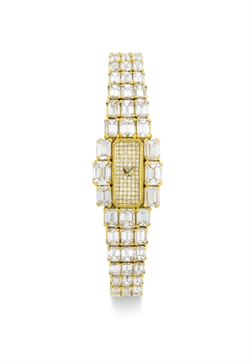 VACHERON CONSTANTIN. A SUPERB LADY'S 18K GOLD AND DIAMOND BRACELET WRISTWATCH