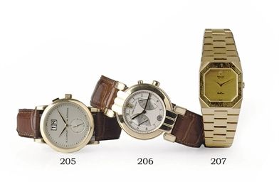TWO 18K GOLD RECTANGULAR WRISTWATCHES WITH BRACELETS, BY ROLEX