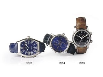 AN 18K WHITE GOLD AUTOMATIC DUAL TIME LIMITED EDITION TONNEAU-SHAPED WRISTWATCH WITH DATE AND SWEEP SECONDS, BY ULYSSE NARDIN