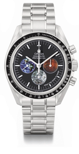 Omega. A stainless steel numbered edition chronograph wristwatch with bracelet