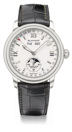 Blancpain. A stainless steel automatic calendar wristwatch with moon phases