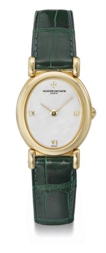 Vacheron Constantin. A lady's fine 18K gold oval wristwatch with mother-of-pearl dial