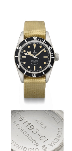 Tudor. A fine and rare stainless steel automatic wristwatch with sweep centre seconds, supplied to the Argentine Navy