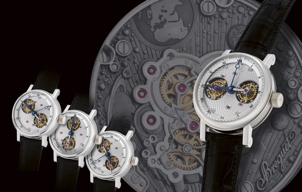 BREGUET, DOUBLE TOURBILLON, REF. 5347.RARE AND IMPORTANT PLATINUM MANUALLY-WOUND WRISTWATCH WITH DOUBLE TOURBILLON AND 12 HOUR ROTATING DIAL