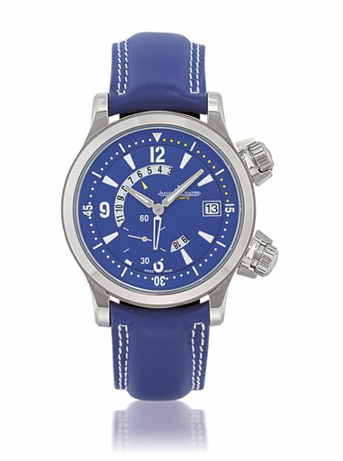 JAEGER-LECOULTRE, MASTER COMPRESSOR DUALMATIC CHELSEA FC.STAINLESS STEEL AUTOMATIC DUAL TIME WRISTWATCH WITH DATE AND 24-HOUR INDICATION, LIMITED EDITION OF 200 MADE TO COMMEMORATE CHELSEA FOOTBALL CLUB 100TH ANNIVERSARY