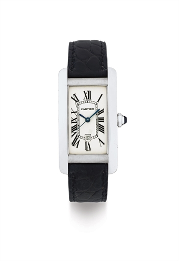 CARTIER. AN 18K WHITE GOLD AUTOMATIC WRISTWATCH WITH DATE