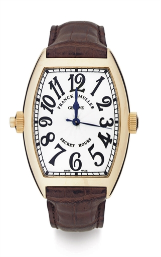 FRANCK MULLLER. A FINE AND RARE 18K GOLD OVERSIZED AUTOMATIC WRISTWATCH WITH UNIQUE TIME DISPLAY