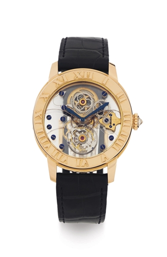 CORUM. A VERY FINE AND RARE LIMITED EDITION 18K PINK GOLD SKELETONIZED MYSTERY WRISTWATCH WITH TOURBILLON MADE AFTER A CHRISTOPHE CLARET DESIGN