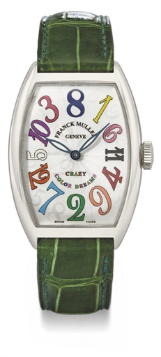 Franck Muller. A stainless steel tonneau-shaped automatic wristwatch with jumping hands and crazy hour dial
