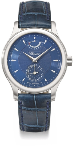Chopard. A fine platinum limited edition four barrel 8-days wristwatch with power reserve and date