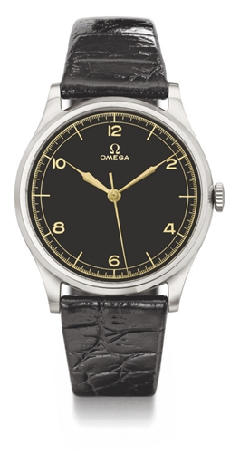 Omega. A large and attractive stainless steel wristwatch with sweep centre seconds and black dial