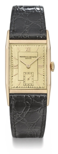 Vacheron Constantin. An 18K pink gold rectangular wristwatch