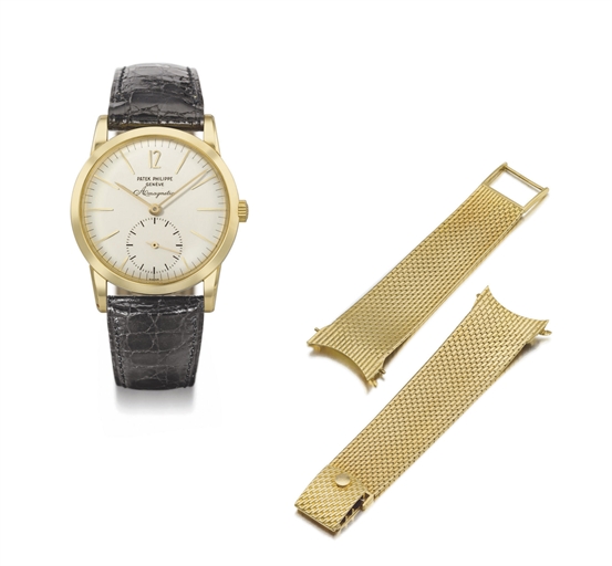 Patek Philippe. A rare and attractive 18K gold antimagnetic wristwatch with bracelet
