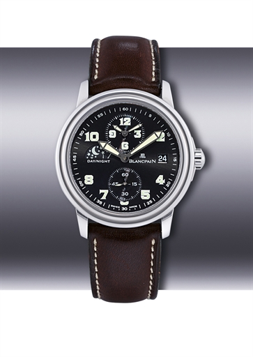 BLANCPAIN, LEMAN - GMT.STAINLESS STEEL AUTOMATIC DUAL TIME WRISTWATCH WITH DATE DISPLAY AND DAY/NIGHT INDICATION