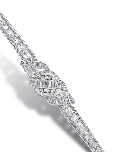OMEGA.LADY'S PLATINUM AND DIAMOND-SET MANUALLY-WOUND BRACELET WATCH WITH CONCEALED DIAL